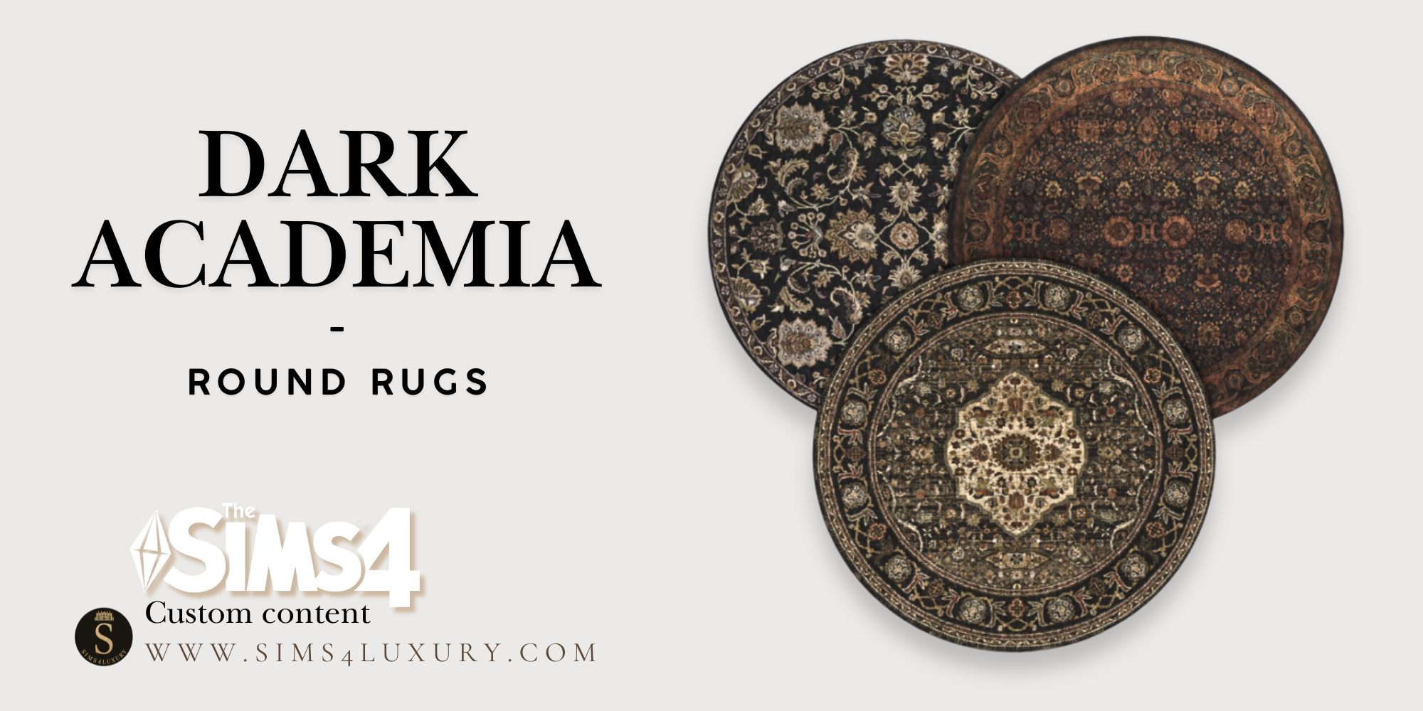 Sims4Luxury - Dark Academia - Round Rugs