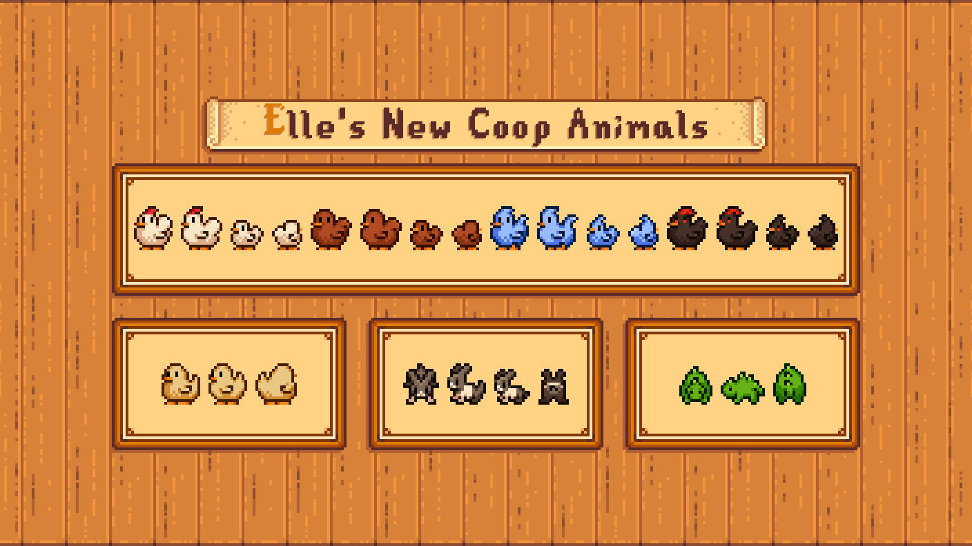 Elle's New Coop Animals