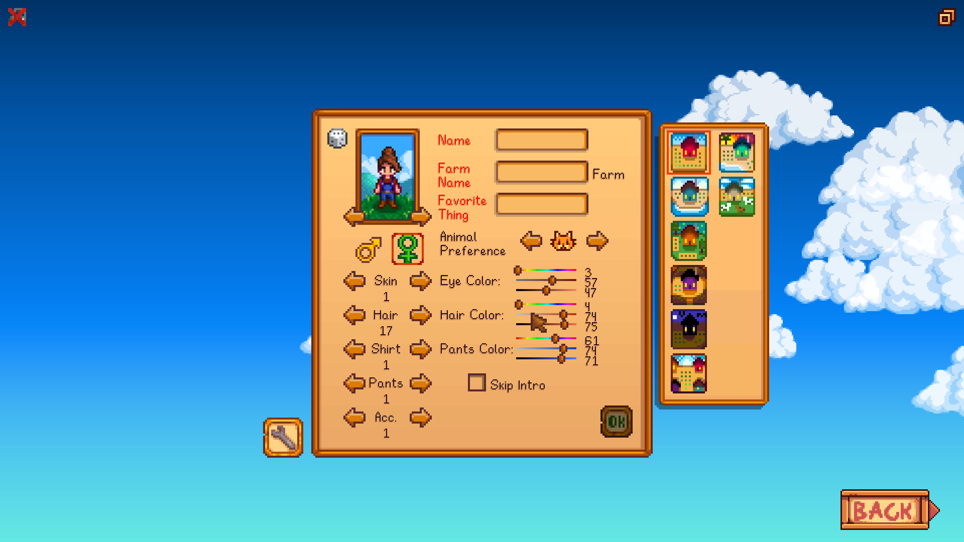 Scroll Through Options In Character Customization Menu