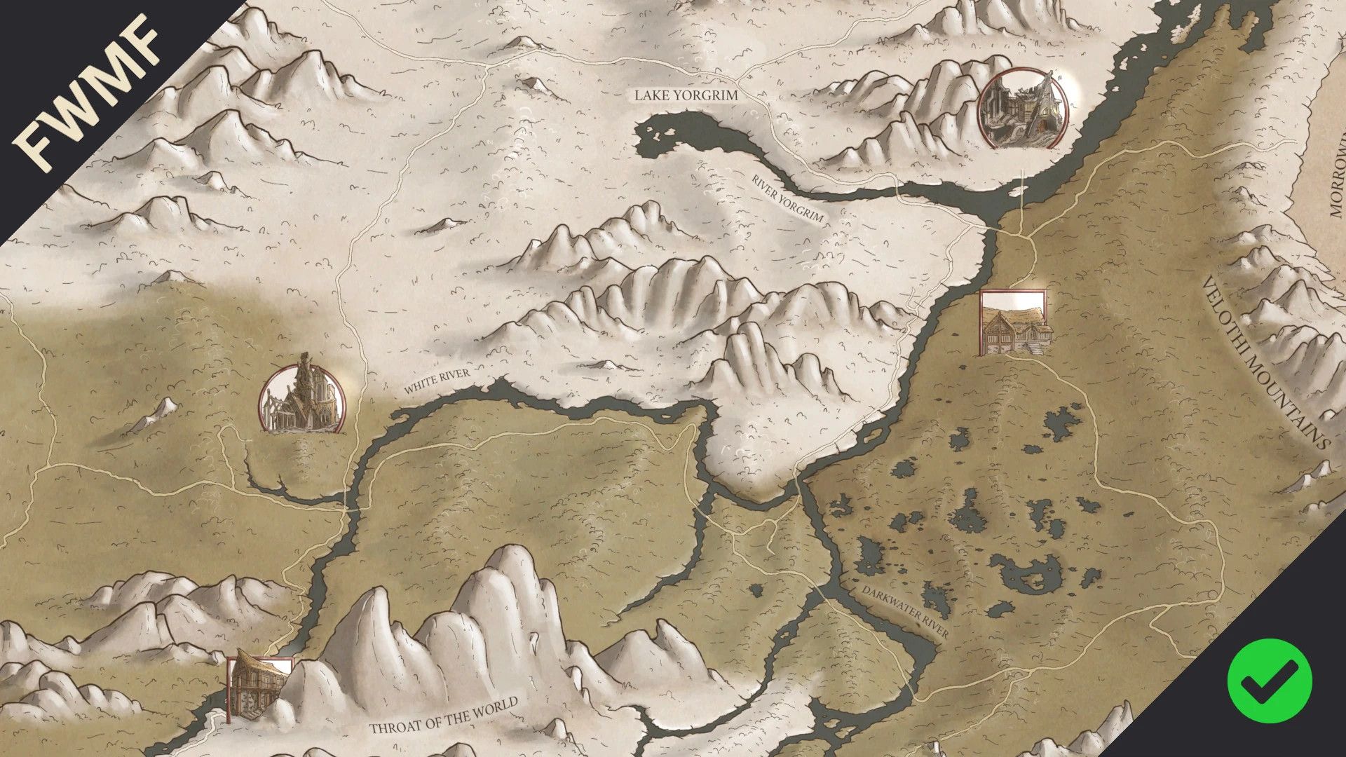 Skyrim Paper Map by FreelanceCartography (2nd Edition) for FWMF
