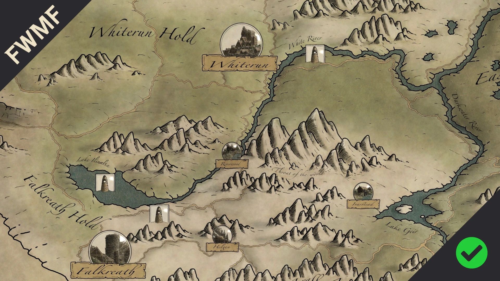 Skyrim Paper Map by FreelanceCartography for FWMF