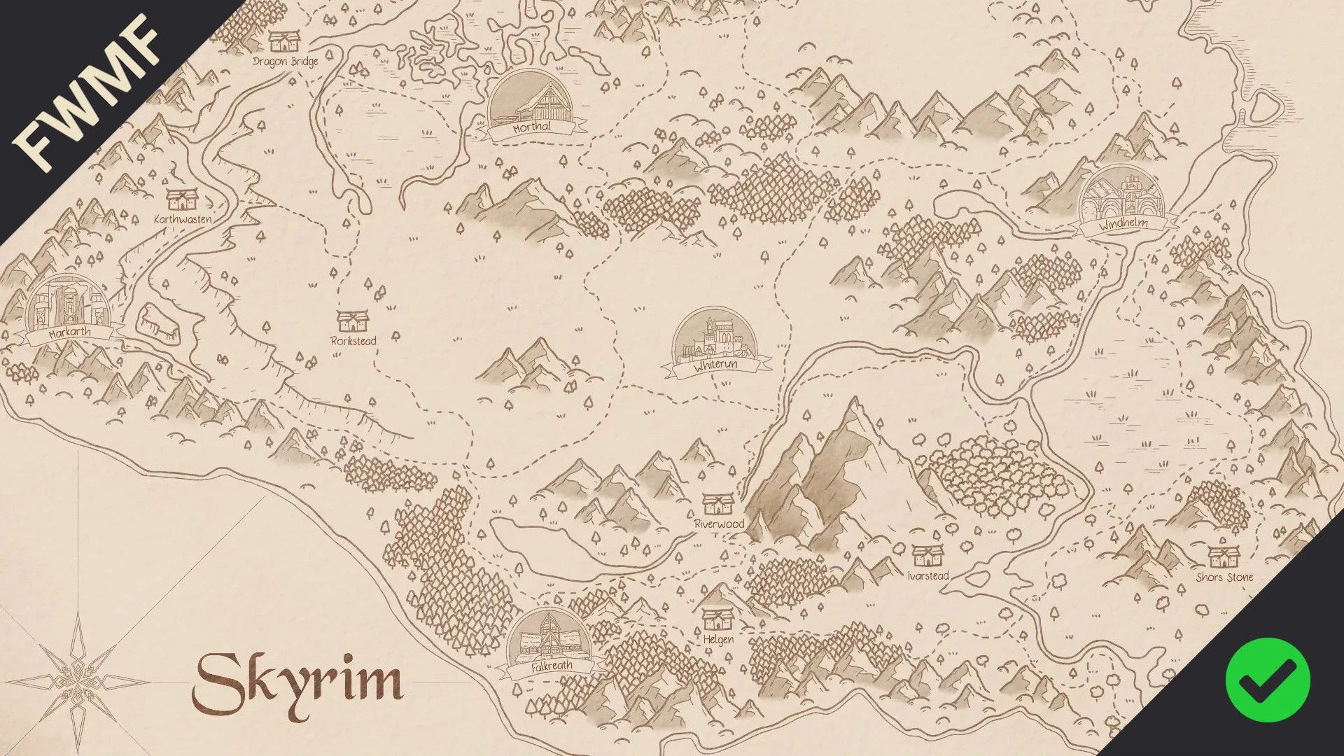 Skyrim and Solstheim Paper Maps by Mirhayasu for FWMF
