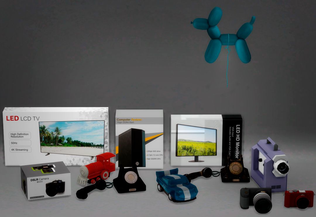 decorative boxes, cameras